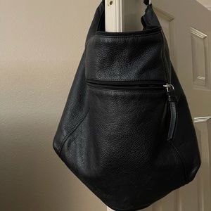 All leather Hobo Bag in black
